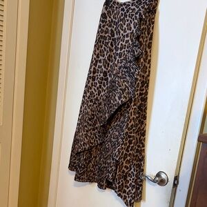 Anthropologie Asymmetrical Leopard Midi Skirt